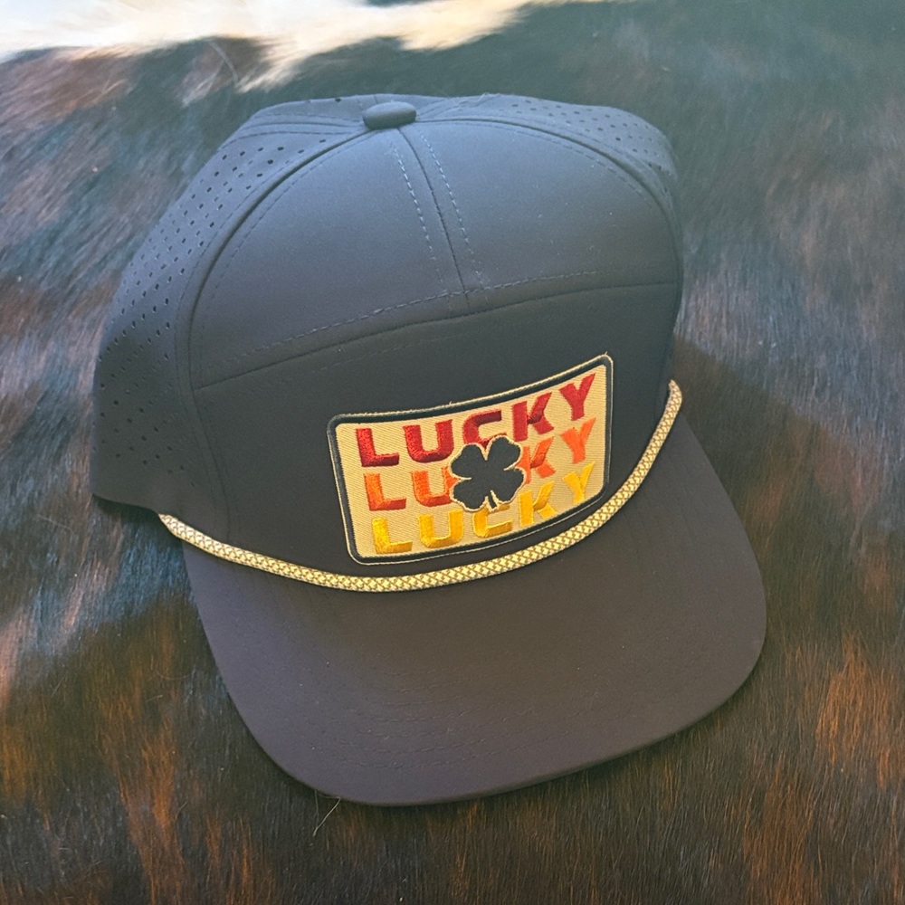 NWOT Navy 'Lucky' Patch Snapback Hat